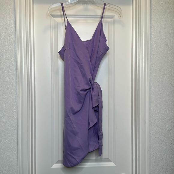 Mini Dress Wrap Side Bow Tie Spaghetti Straps Casual Summer purple Small dress - Picture 2 of 6
